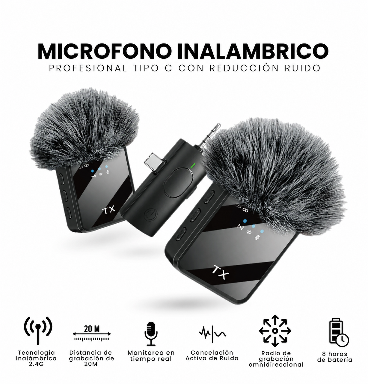Micrófono Profesional con Cancelación de Ruido
