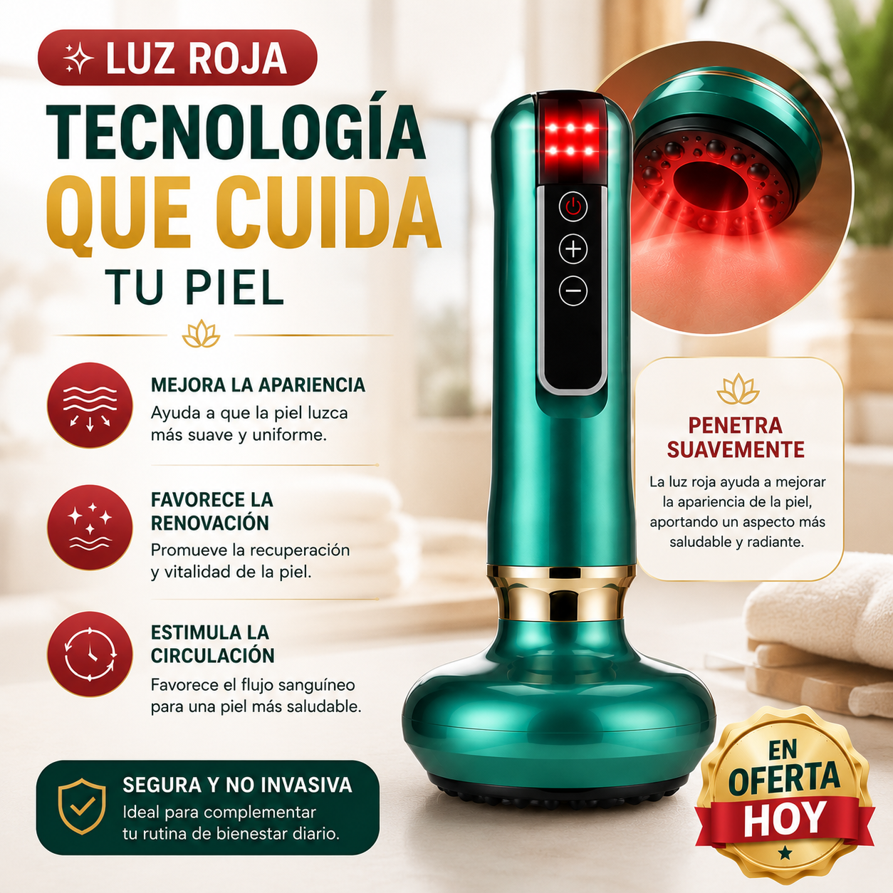 NOVASKIN™ Masajeador Reafirmante | Con Succión y Calor | LUZ ROJA🔴