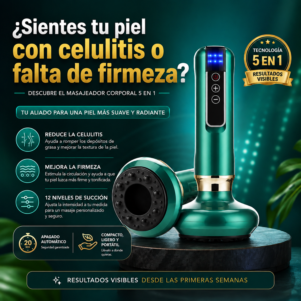 NOVASKIN™ Masajeador Reafirmante | Con Succión y Calor | LUZ ROJA🔴